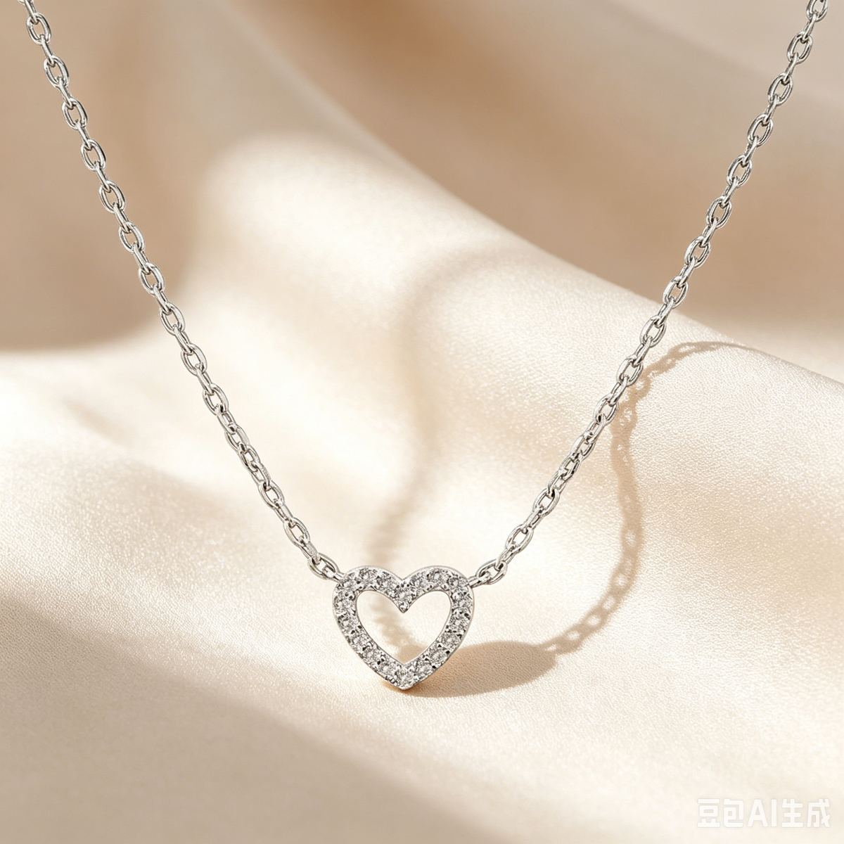 Open Heart Pavé Necklace