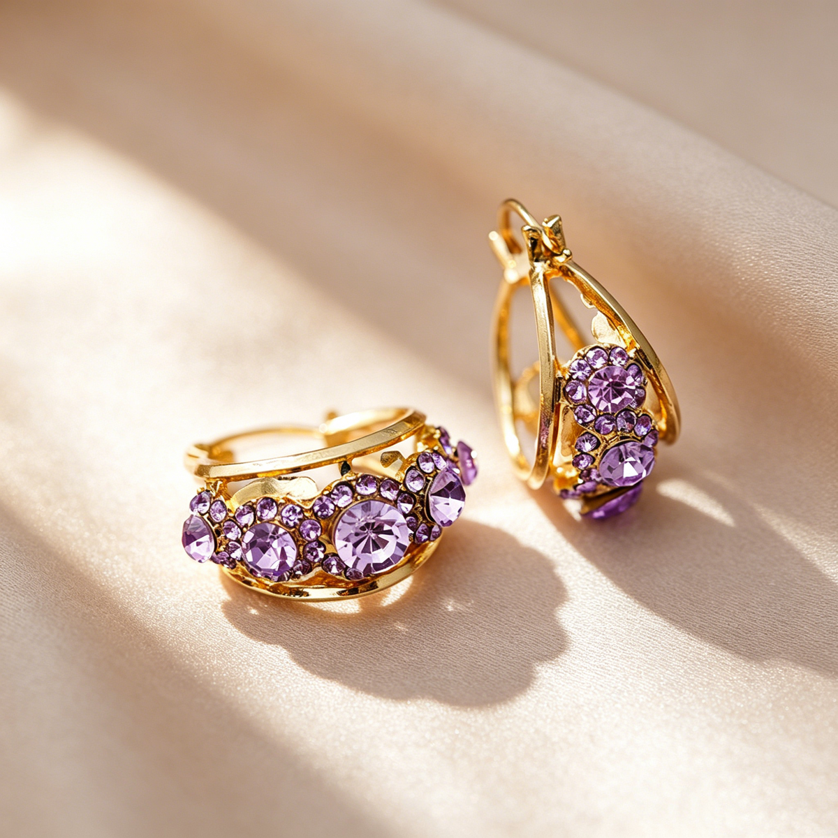 Colored Gem Pavé Hoop Earrings