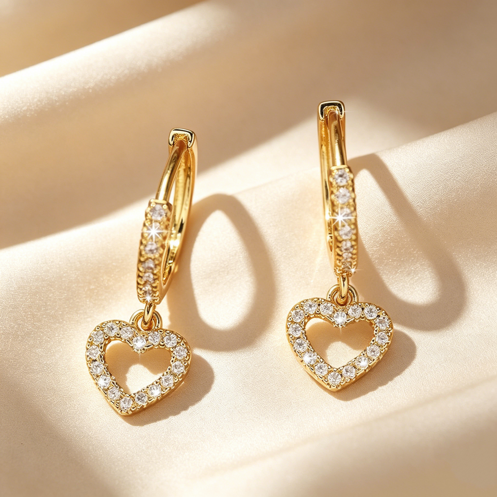 Pavé Heart Hoop Earrings