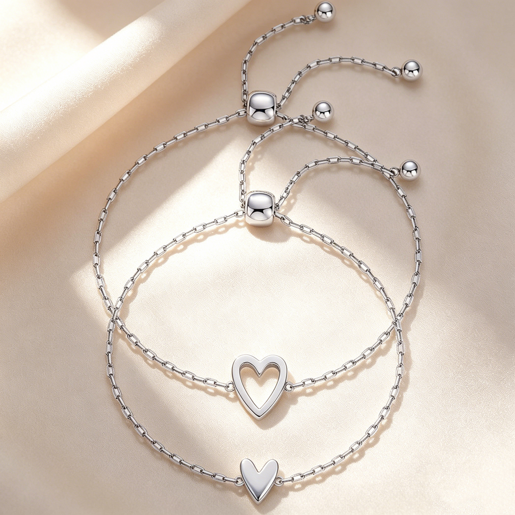 Heart Charm Bracelet Set