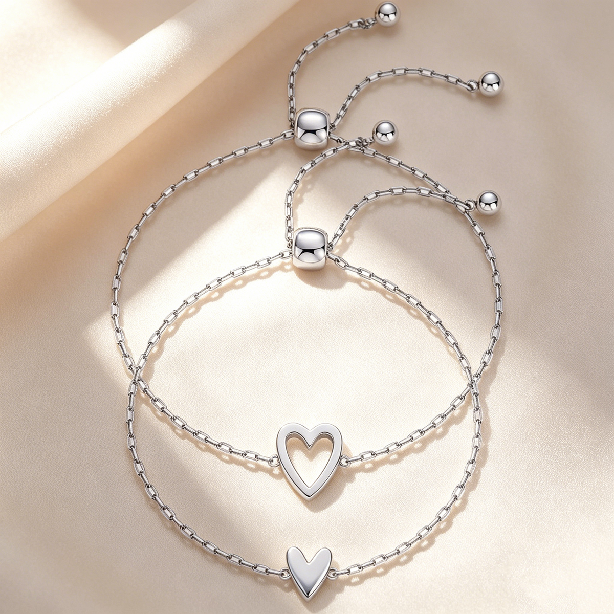 Heart Charm Bracelet Set