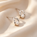 Refined Pearl Embrace Stud Earrings