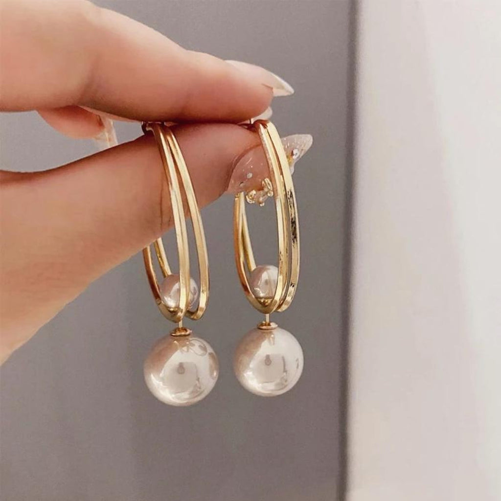 Vintage Gold Pearl Drop Earrings