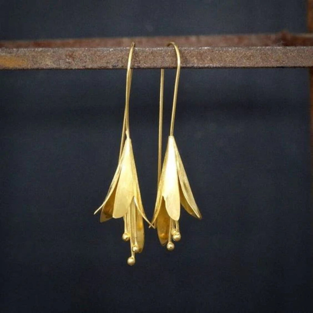 Vintage Gold & Silver Lotus Earrings