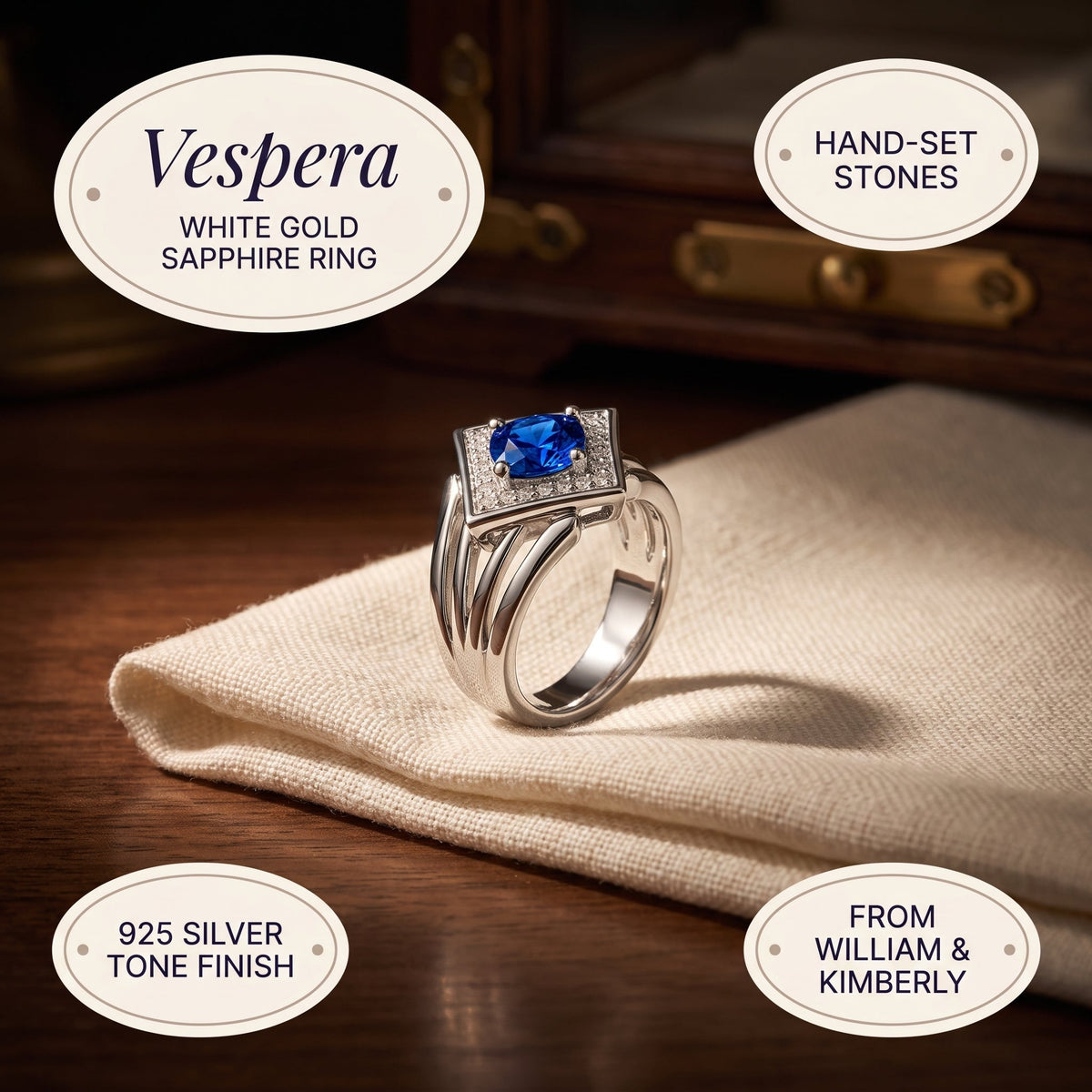 Vespera White Gold Sapphire Ring