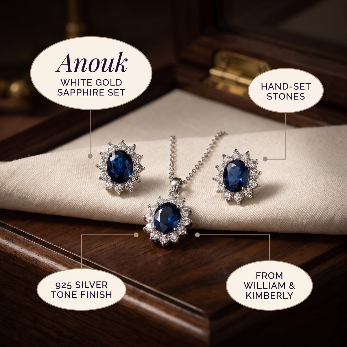 Anouk White Gold Sapphire Set