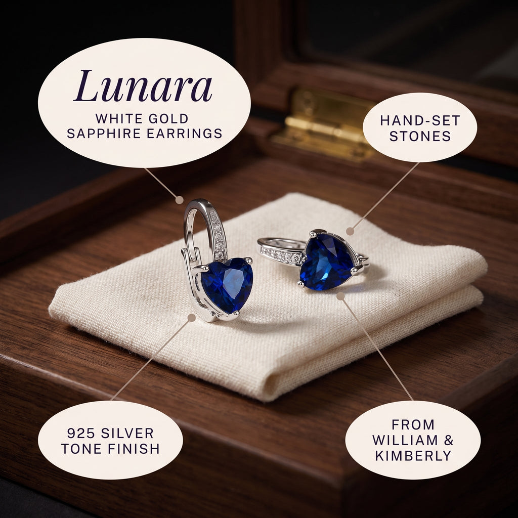 Lunara White Gold Sapphire Earrings