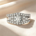 Round-cut gemstone promise ring three-piece set