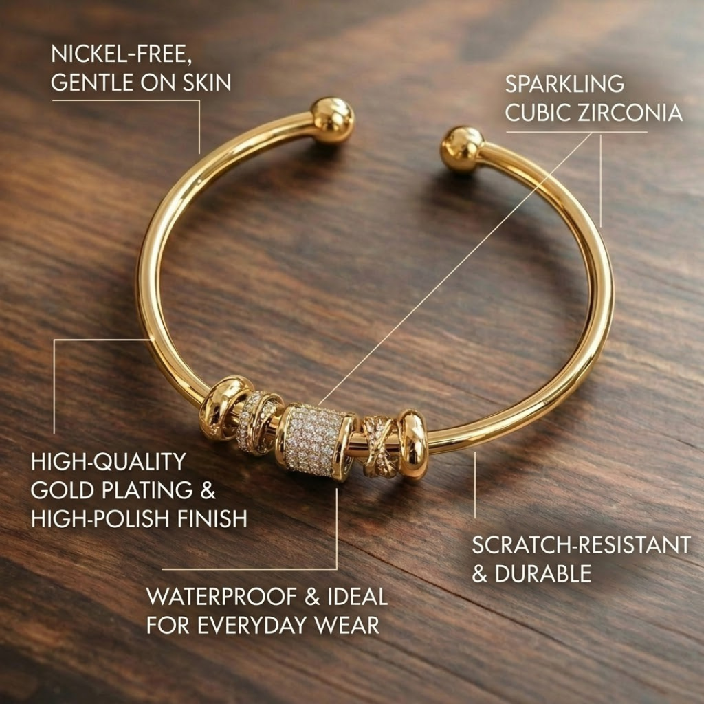 Nina - Adjustable Gold-Plated Charm Bracelet
