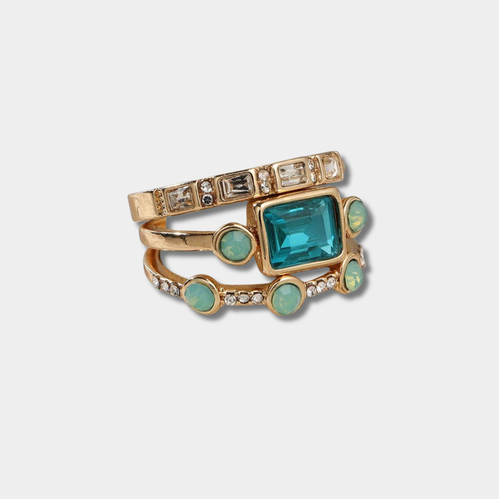 Herta - Vintage Ring Set with Blue Crystal