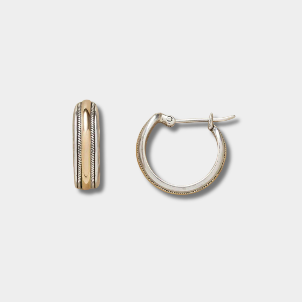 Mia - Vintage Gold Line Silver Earrings