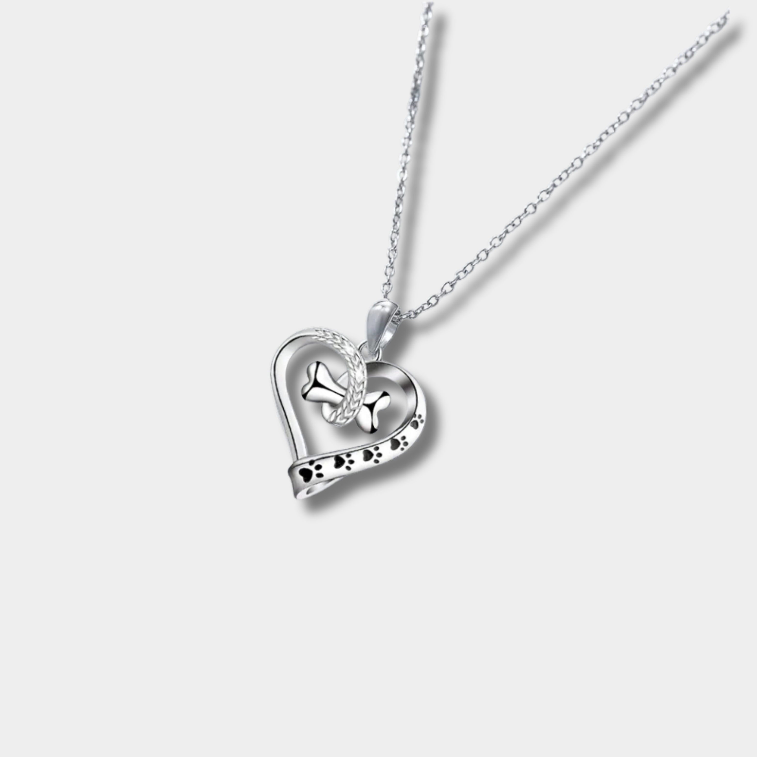 Jewelry Set with Pendant Made of Two Parts (Paw Print, Heart, Bone)