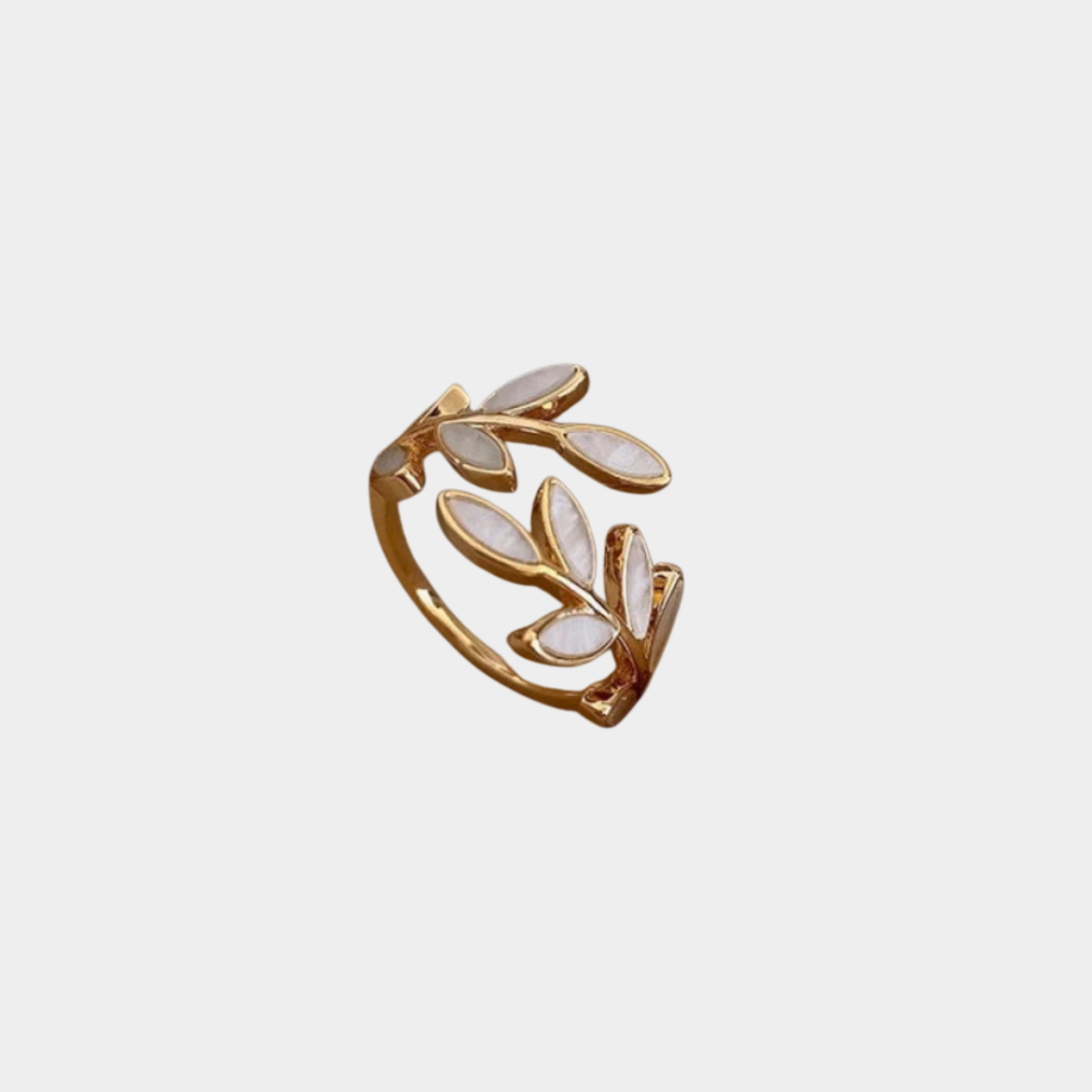 Adjustable White Opal and Gold Ring