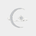 Silver Ring with Moon and Star Motif