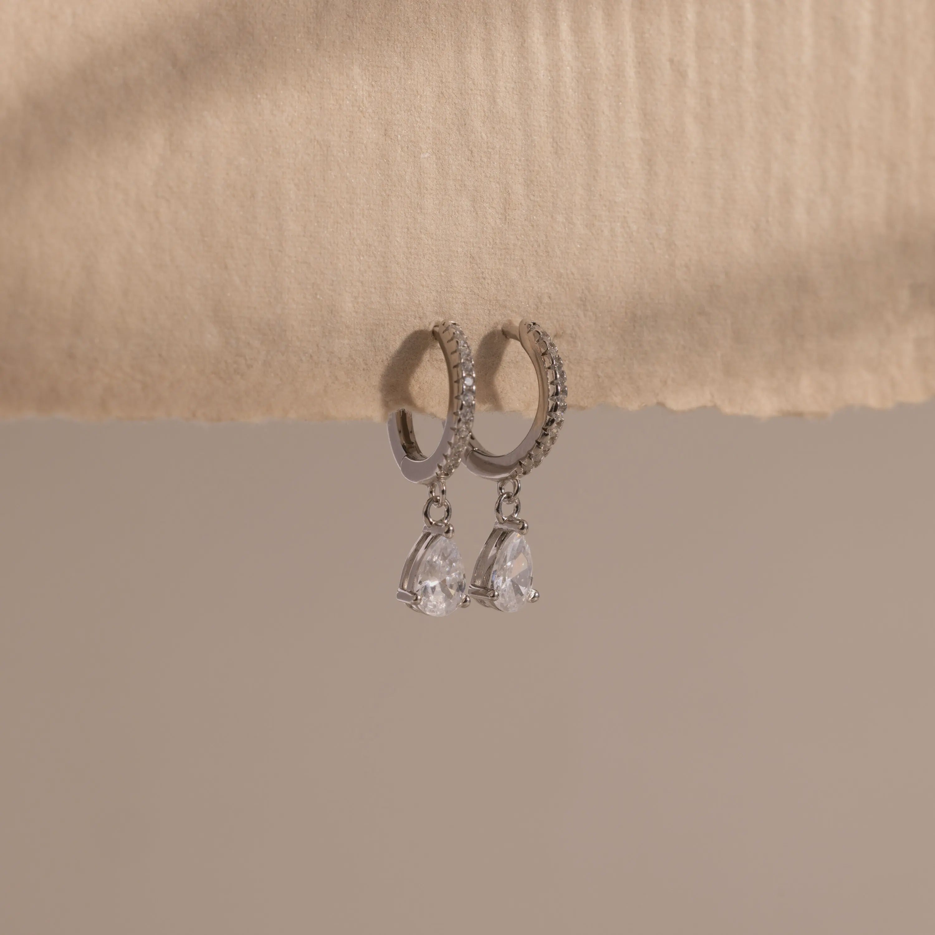 Paved Hoop Pear Earrings