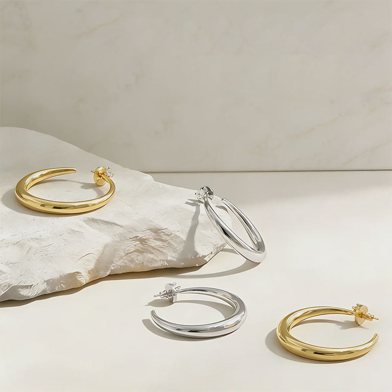 Minimalist C-Shaped Open Stud Earrings