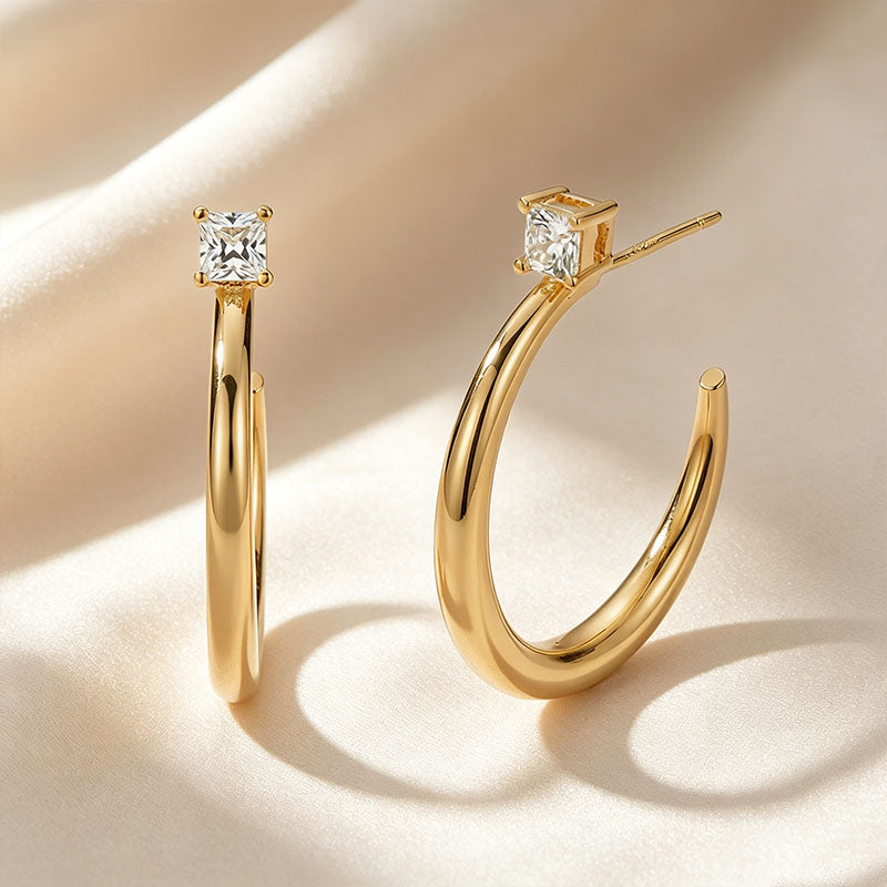Minimalist C-Shaped Open Stud Earrings
