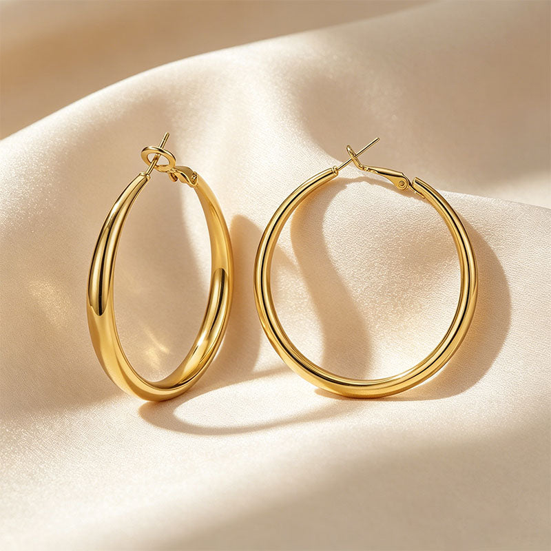 Smooth, Chunky Round Hoop Earrings