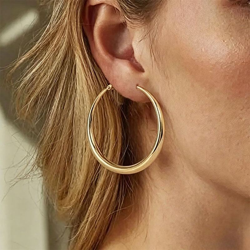 Smooth, Chunky Round Hoop Earrings