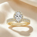 Classic Oval Center Stone Halo Stackable Ring Set
