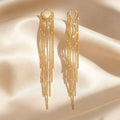 Heart Clasp Multi-Layer Disc Tassel Long Drop Earrings