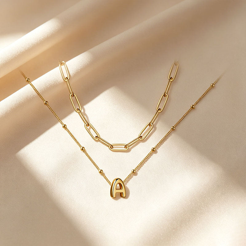 Minimalist Layered Letter Necklace