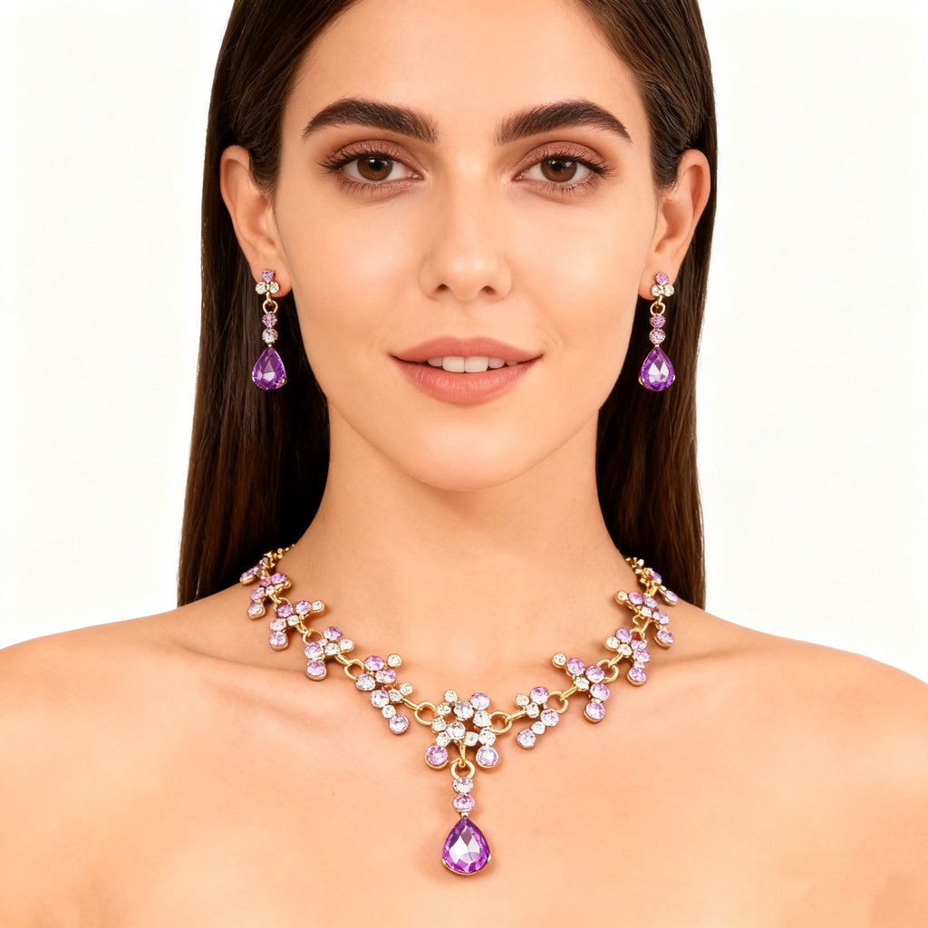 Amethyst Necklace & Earrings Set