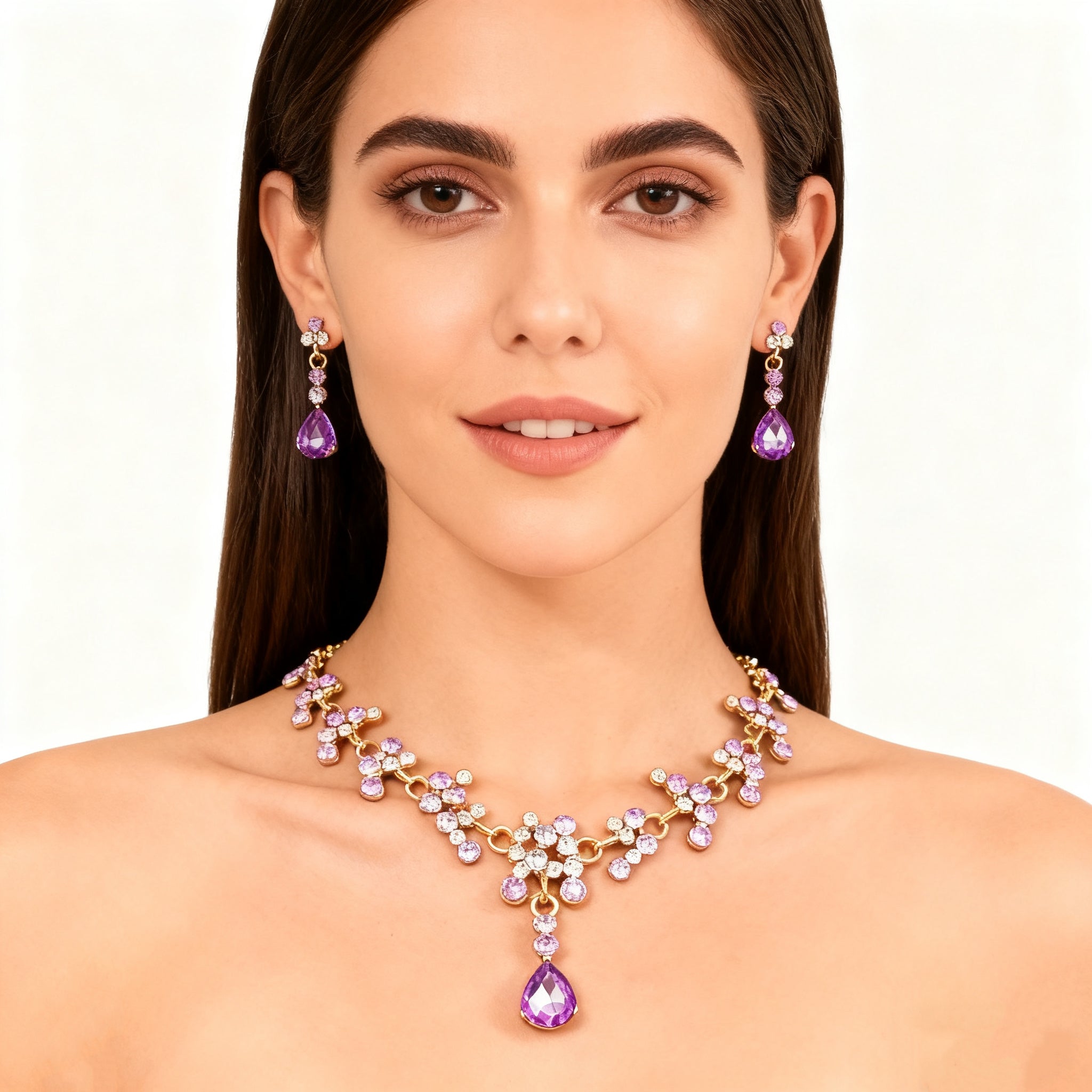 Amethyst Necklace & Earrings Set