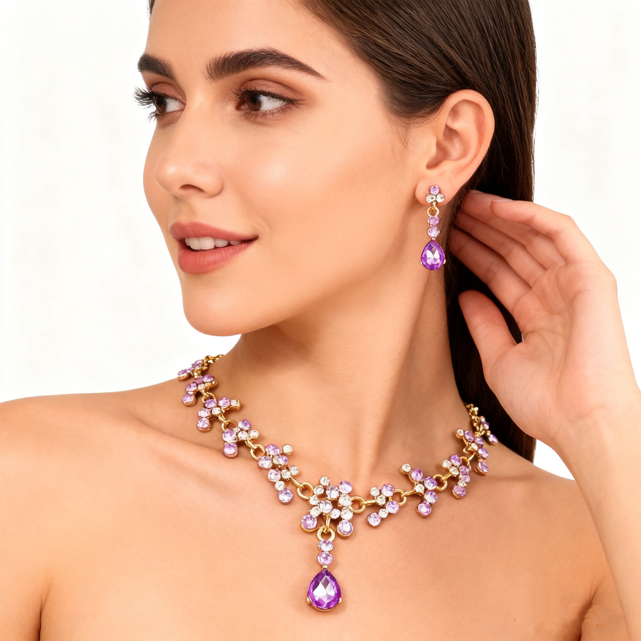 Amethyst Necklace & Earrings Set