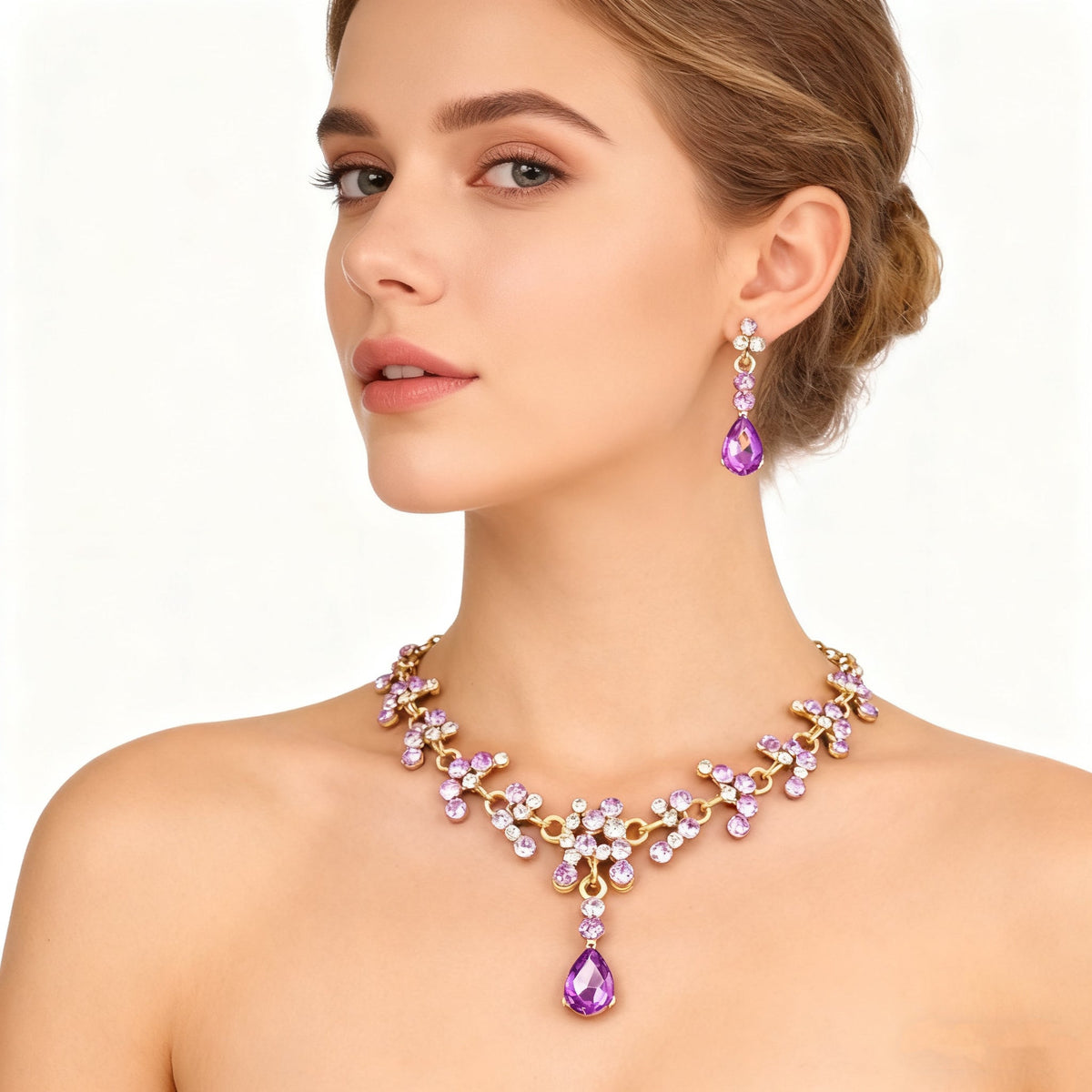 Amethyst Necklace & Earrings Set