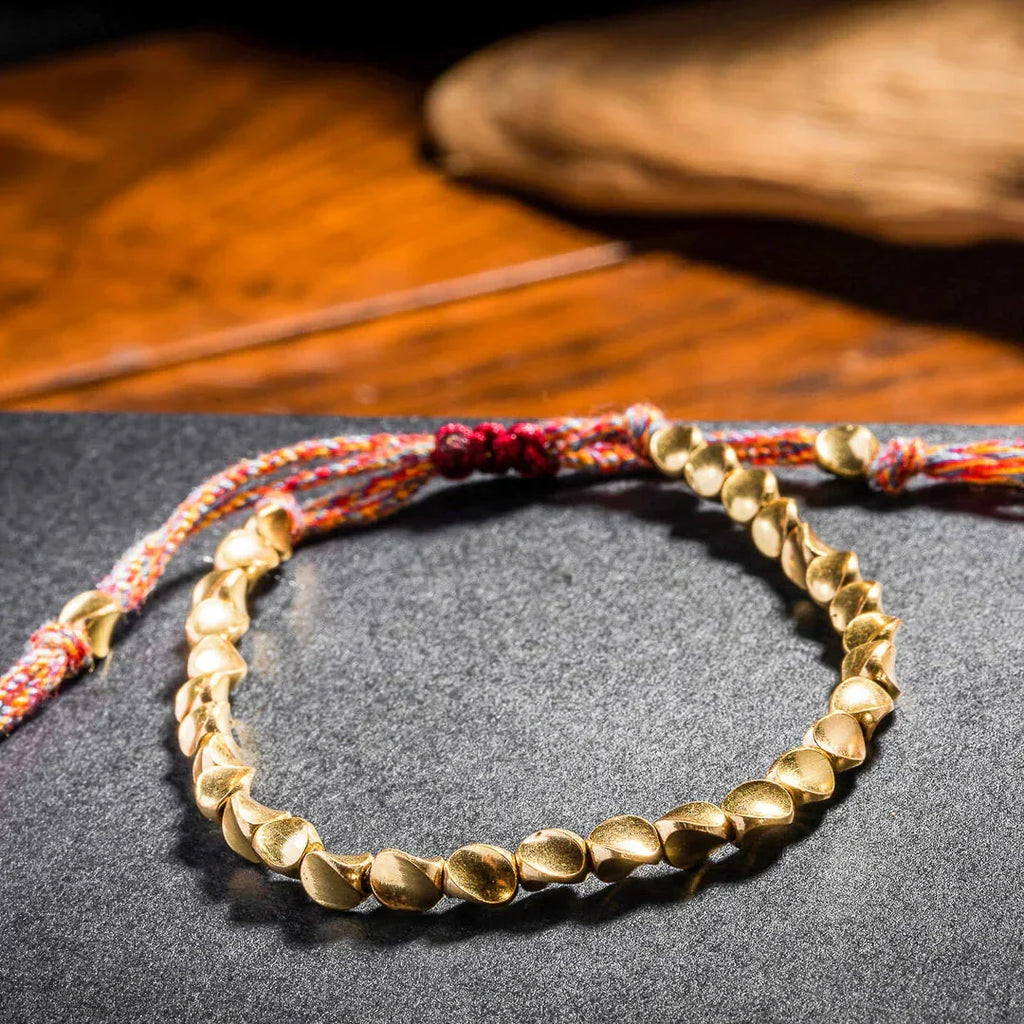 Tibetan Copper Beads Bracelet Handmade - For Healing, Strength & Protection