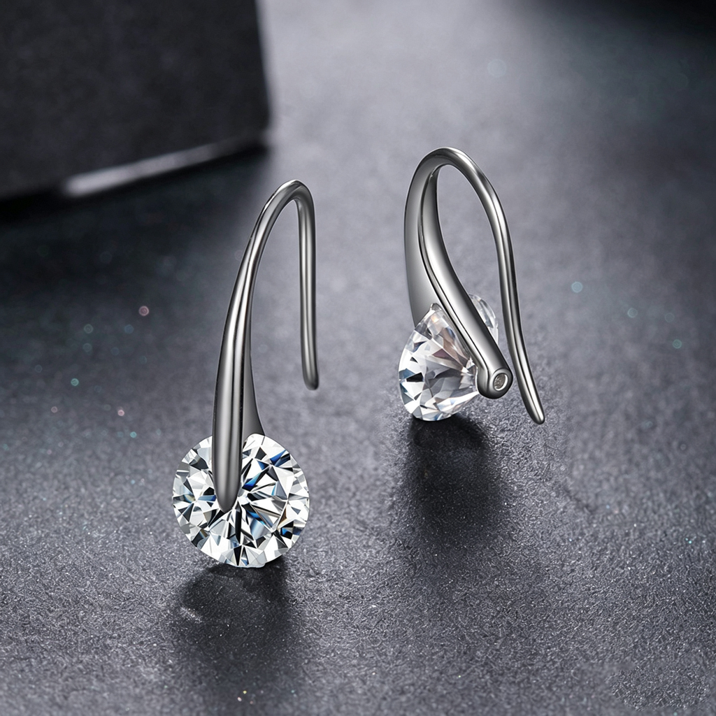 Round Moissanite Hook Earrings