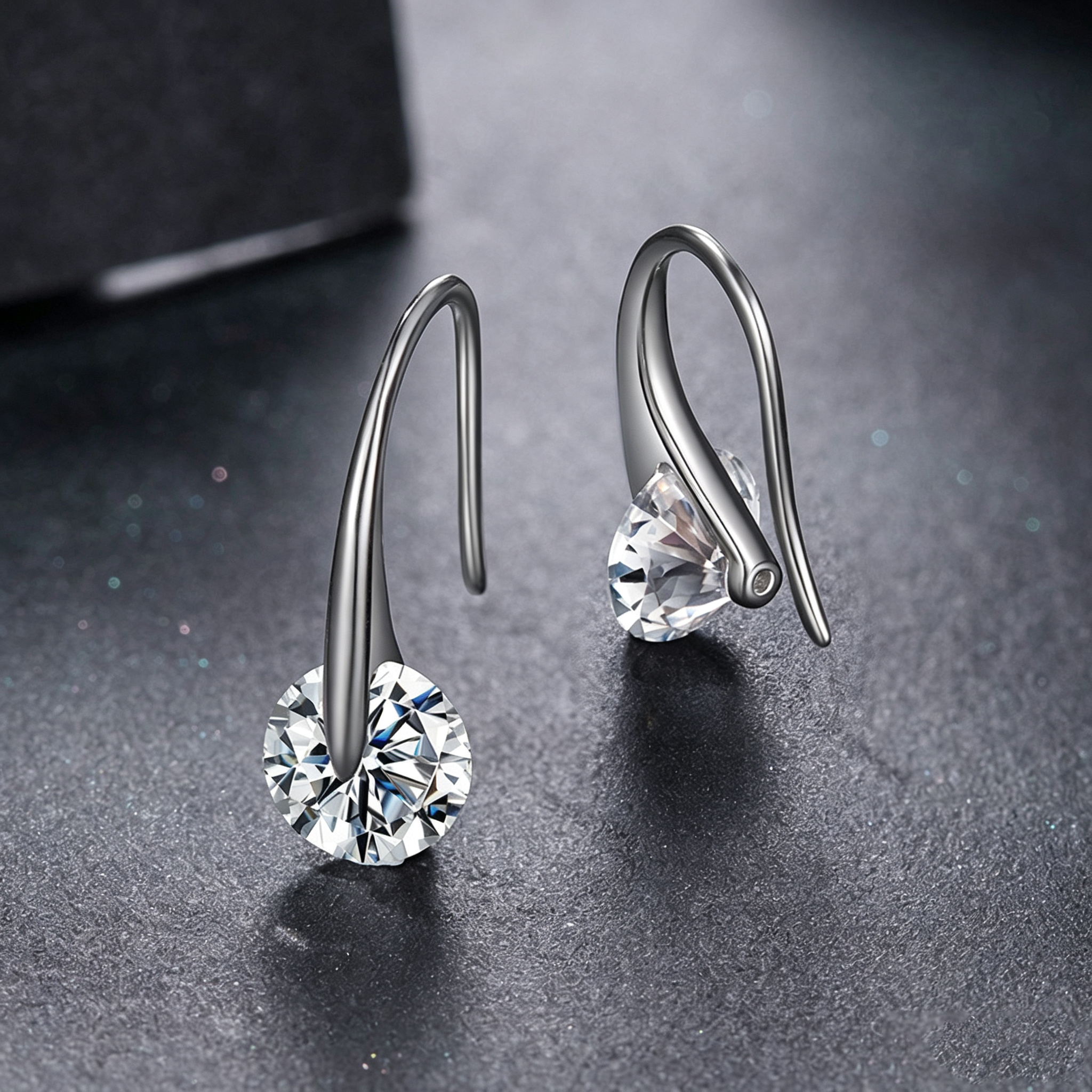 Round Moissanite Hook Earrings