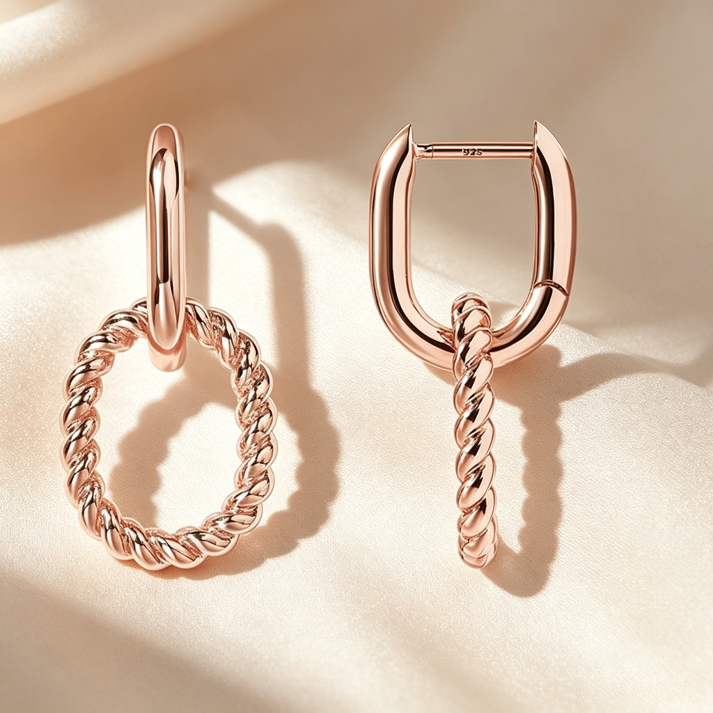 Double Link Rectangular Hoop Earrings