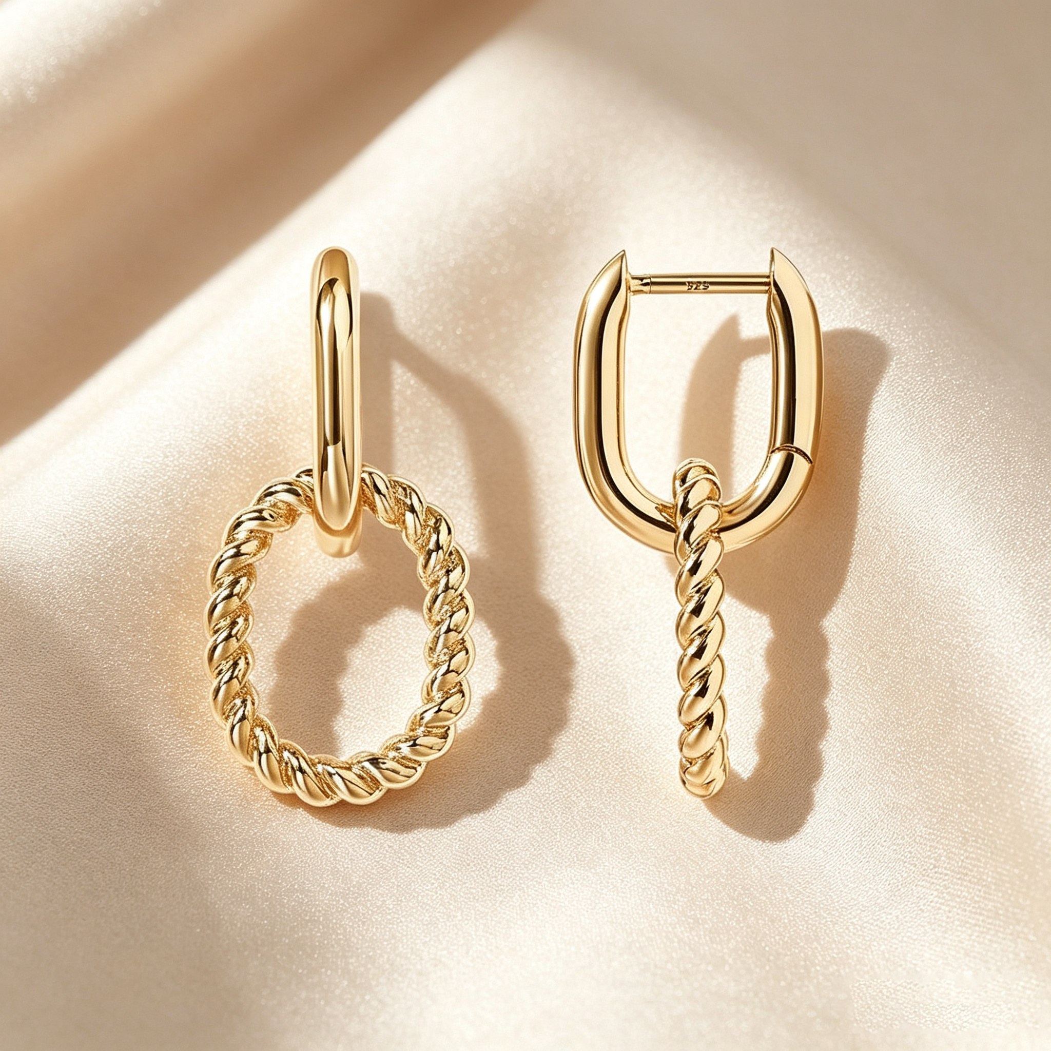 Double Link Rectangular Hoop Earrings