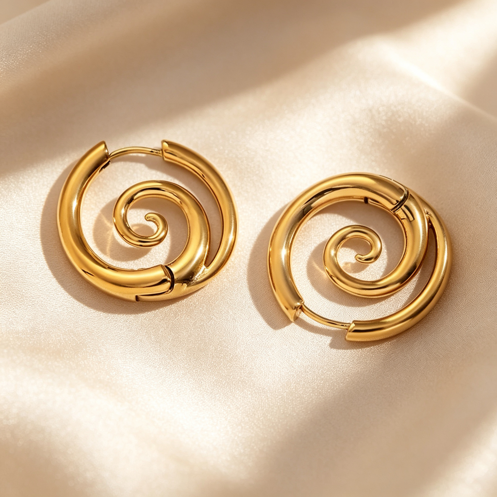 Spiral Swirl Hoop Earrings