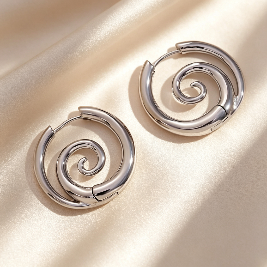 Spiral Swirl Hoop Earrings