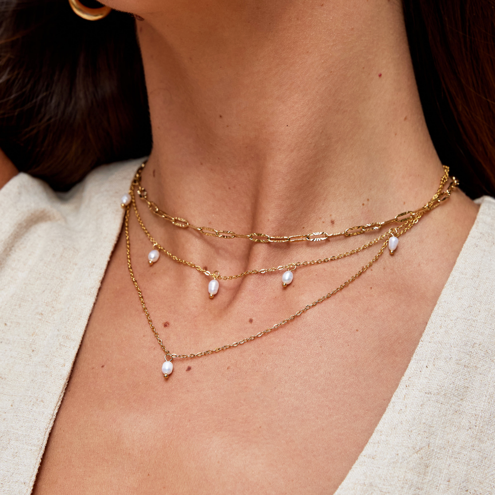 Tanya – Gold Necklace with Layered and Modern Links.