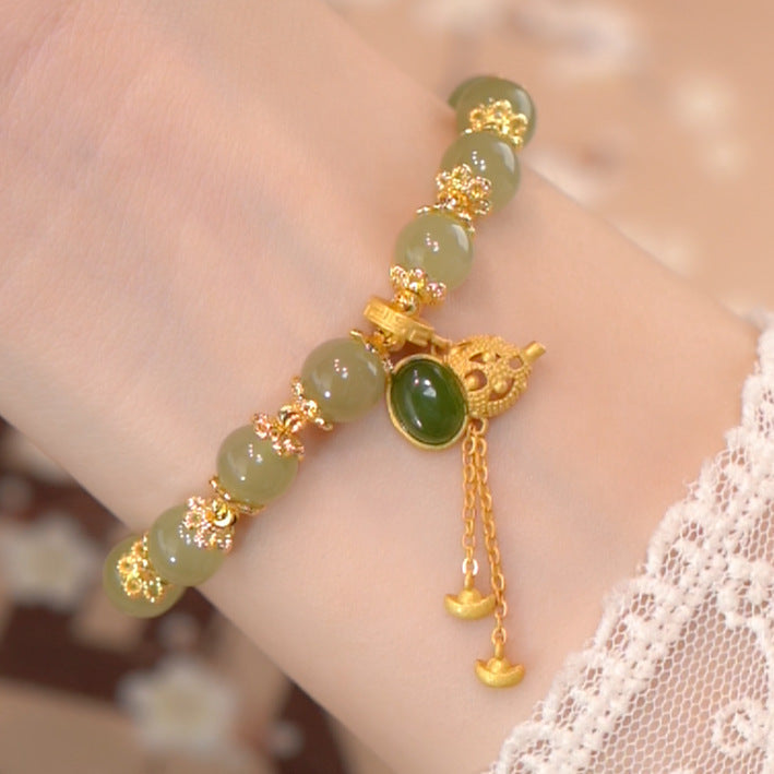 Blessing ? Tranquility ? Emerald Jade stone Bracelet