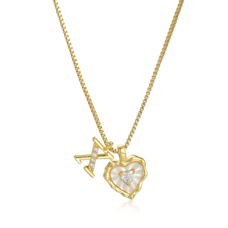Personalized Pearl Heart Initial Necklace