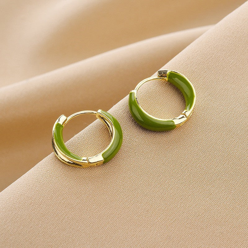 Classic Green Enamel Hoop Earrings