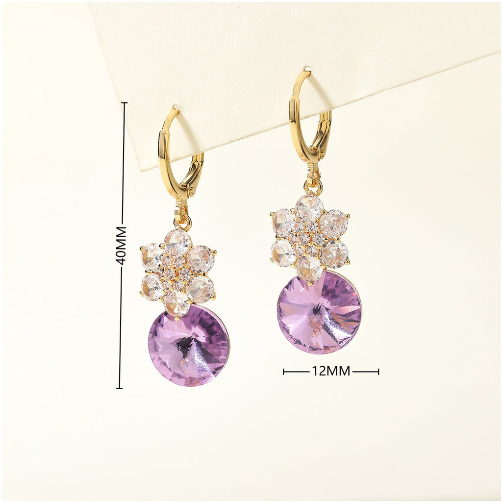 Vintage Floral Crystal Drop Earrings