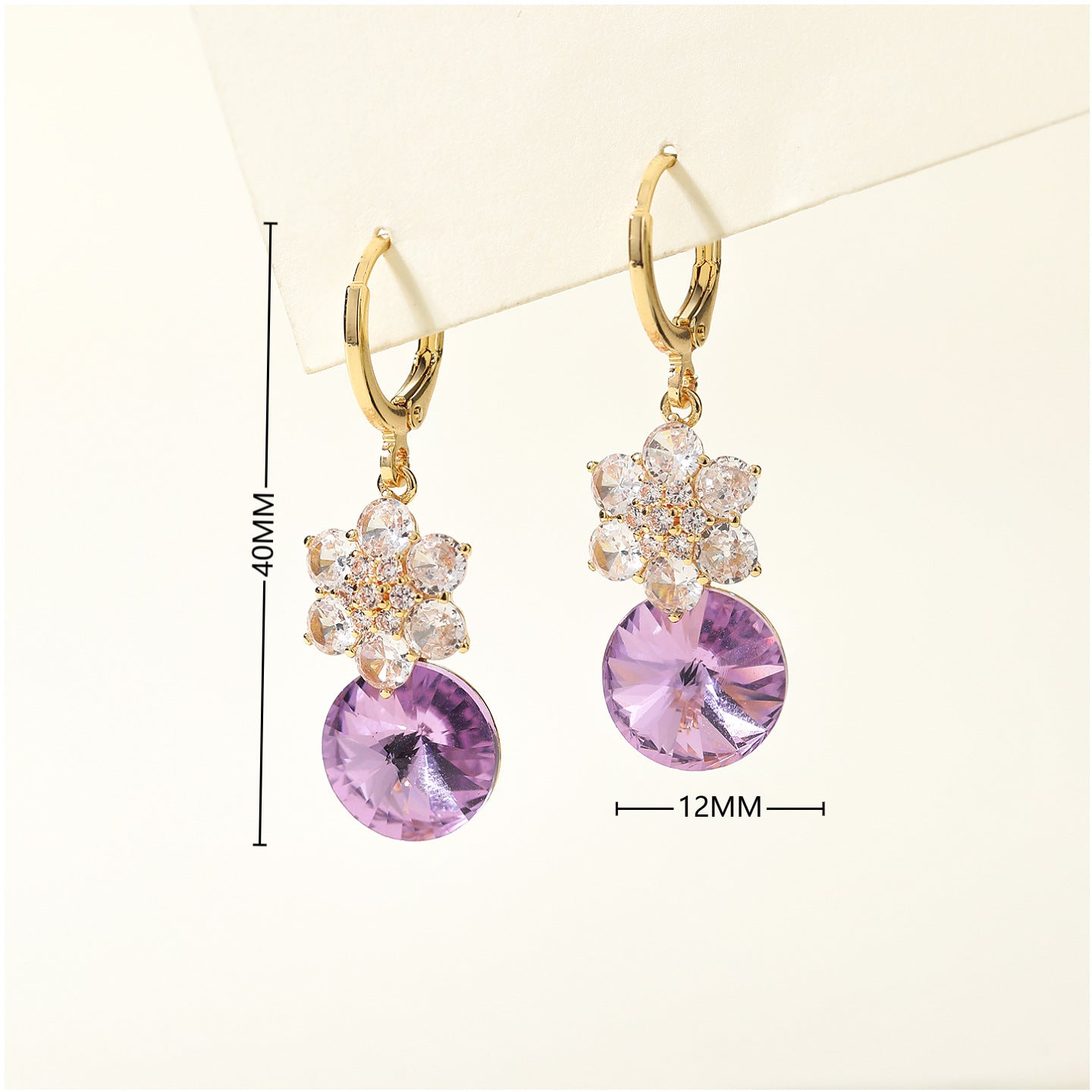 Vintage Floral Crystal Drop Earrings
