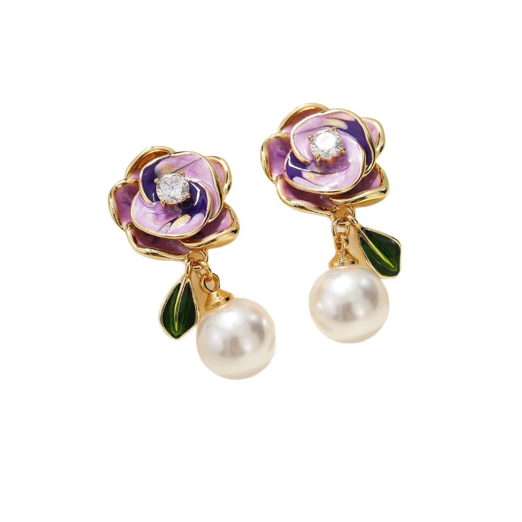Camellia Pearl Stud Earrings
