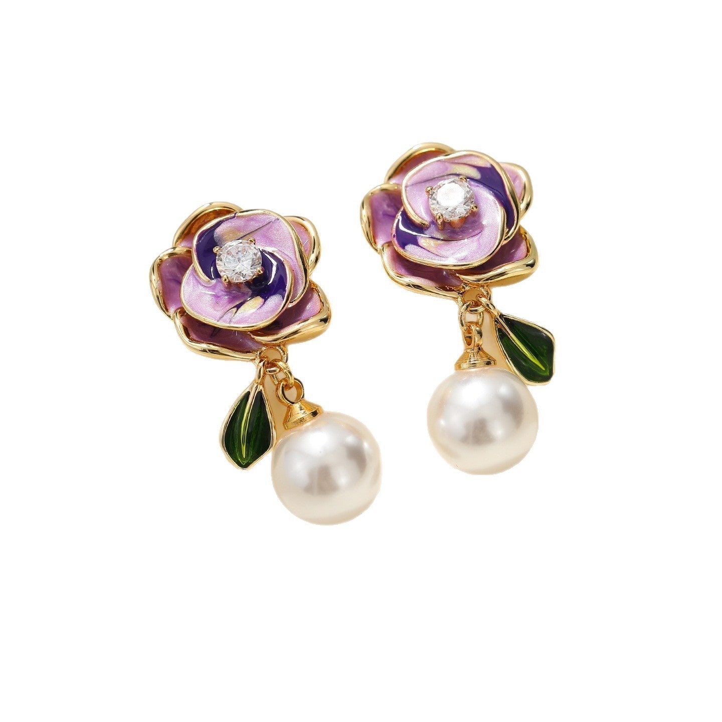 Camellia Pearl Stud Earrings