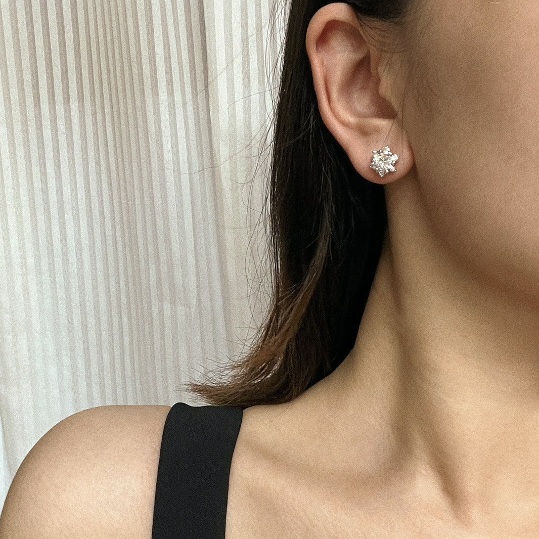 Snowflake Halo Moissanite Stud Earrings