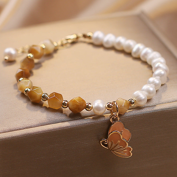 Summer Butterflies ? Freshwater Pearl & Agate Bracelet