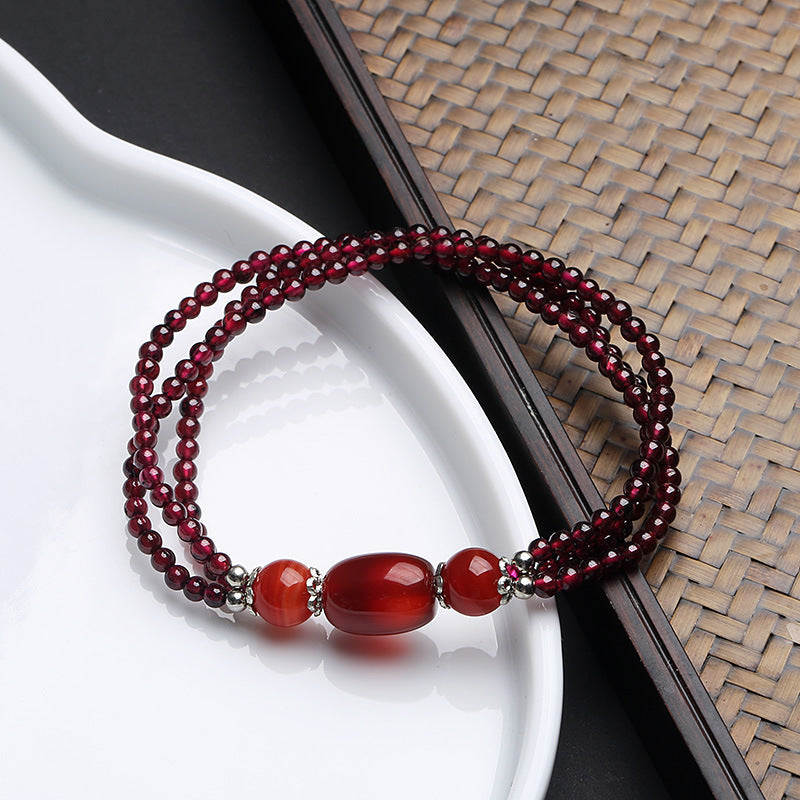 Trio ? Garnet & Agate Bracelet