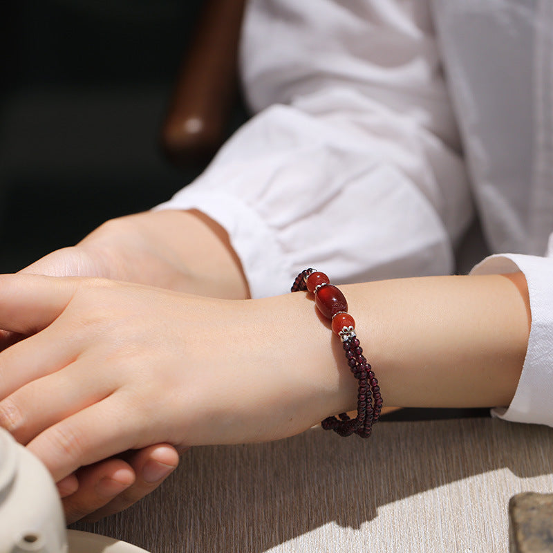 Trio ? Garnet & Agate Bracelet