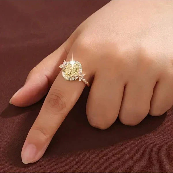 Virgin Mary Moissanite Halo Ring